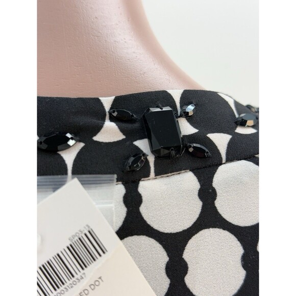 New Chicos Womens Size 1 US Sz 8 Polka Dot Dress Black White Midi Pullover - Picture 16 of 16